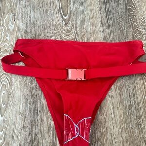 NWT Red High-Cut Bikini Bottom with Belt